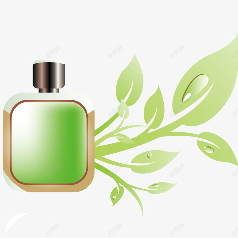 绿色香水瓶子png免抠素材_新图网 https://ixintu.com 手绘 染料 模型 立体 绘画 艺术