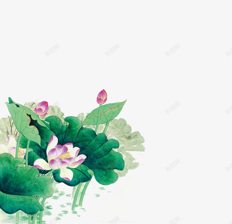 水墨荷花png免抠素材_新图网 https://ixintu.com 中秋节 水墨画 荷花