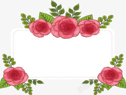 手绘粉玫瑰标题框素材