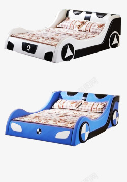双人汽车卡通汽车造型儿童床高清图片
