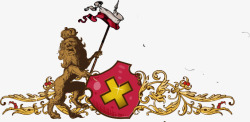 狮子雕花金色盾牌标题纹章素材