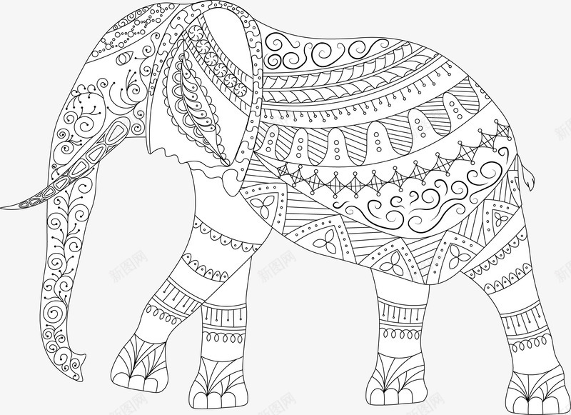 黑白大象模型png免抠素材_新图网 https://ixintu.com 大象 模型 绘画 黑色