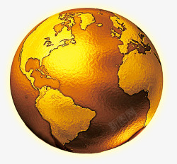 金属世界地图金色地球模型高清图片