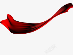 手绘漂浮红色丝带丝绸素材