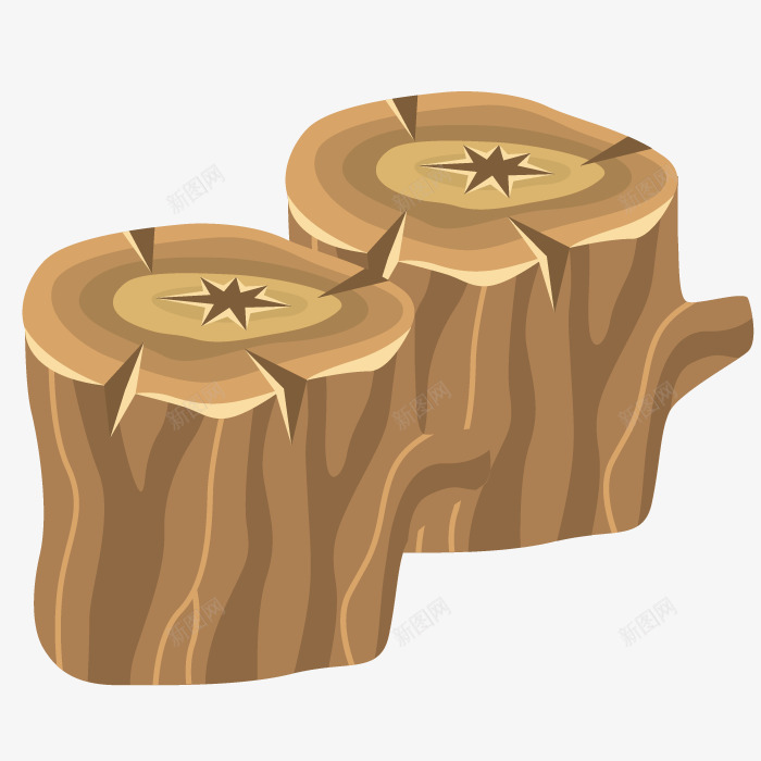 手绘树根png免抠素材_新图网 https://ixintu.com 木头 木质 树桩 模型 立体