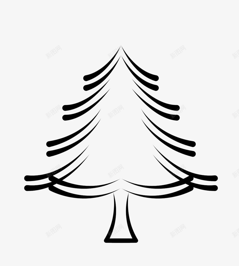 黑白线条圣诞树png免抠素材_新图网 https://ixintu.com 圣诞树 简约 黑白线条