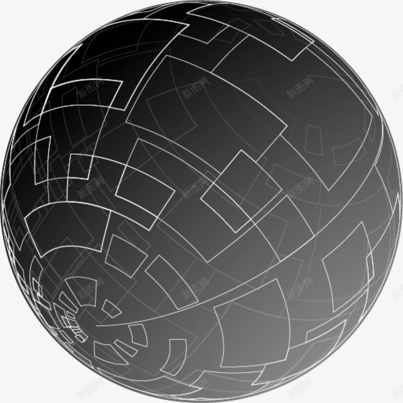 创意黑色科技圆球png免抠素材_新图网 https://ixintu.com 交错方格 创意圆球 灰色线条 科技圆球 黑色圆圈 黑色圆球
