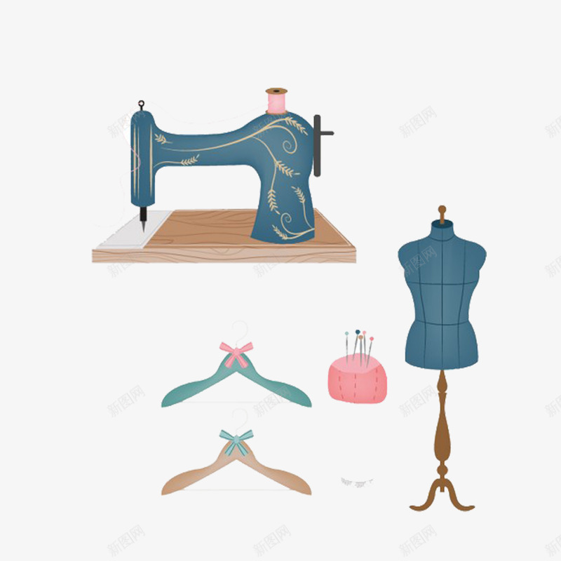 裁缝机衣架模型用品png免抠素材_新图网 https://ixintu.com 剪裁 模型用品 衣架 裁缝机 针