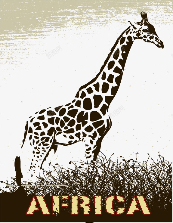 长颈鹿png免抠素材_新图网 https://ixintu.com EPS矢量图 海报 矢量动物 野生大型动物 长颈鹿 黑白