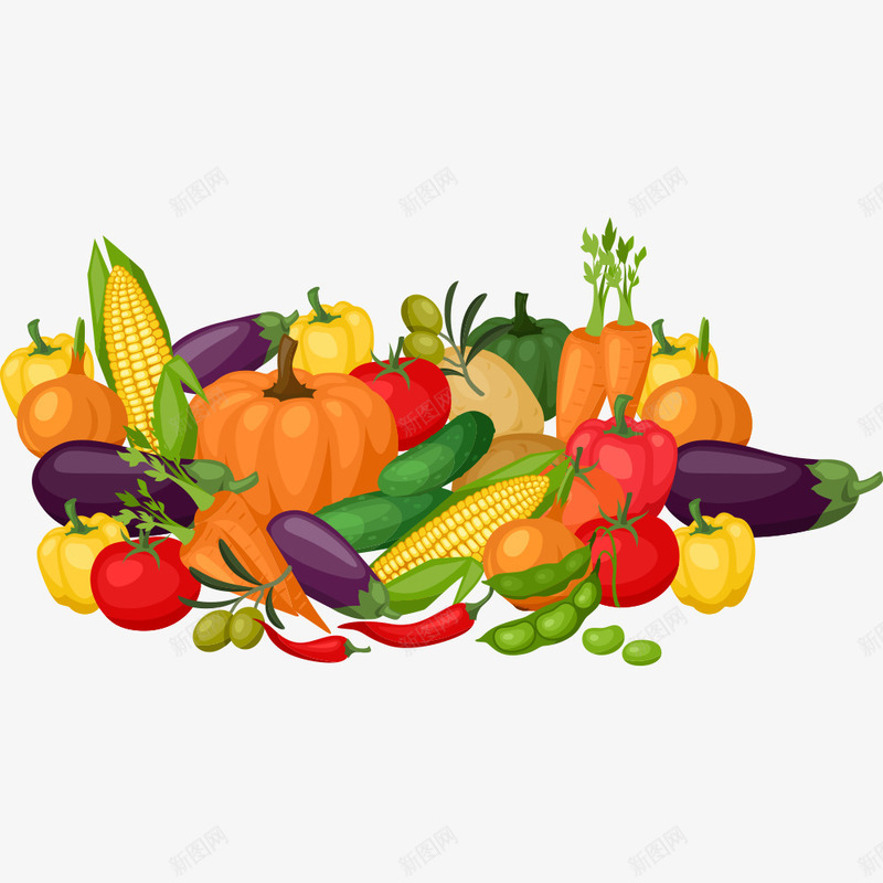 蔬菜png免抠素材_新图网 https://ixintu.com 健康食品 卡通蔬菜 新鲜 毛豆 玉米 绿色食品 茄子 蔬菜 辣椒