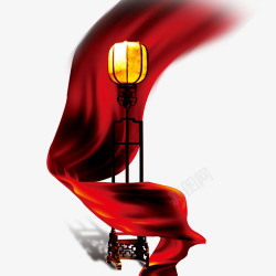 中国风红色丝绸灯笼素材