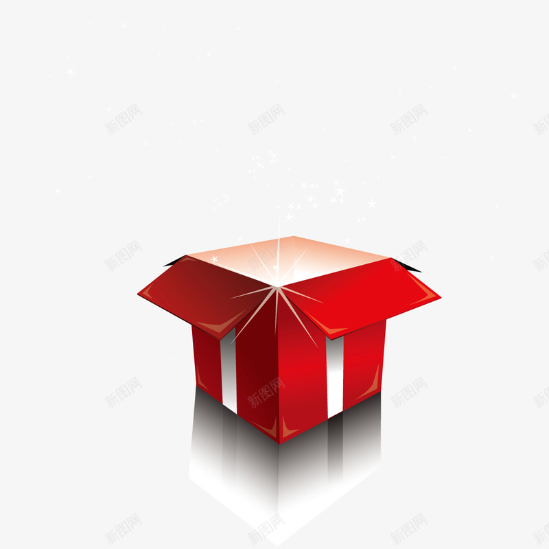 红色礼盒矢量图ai免抠素材_新图网 https://ixintu.com 光泽 圣诞 平面 打开 方形 盒子 礼物 红色 节日 矢量图