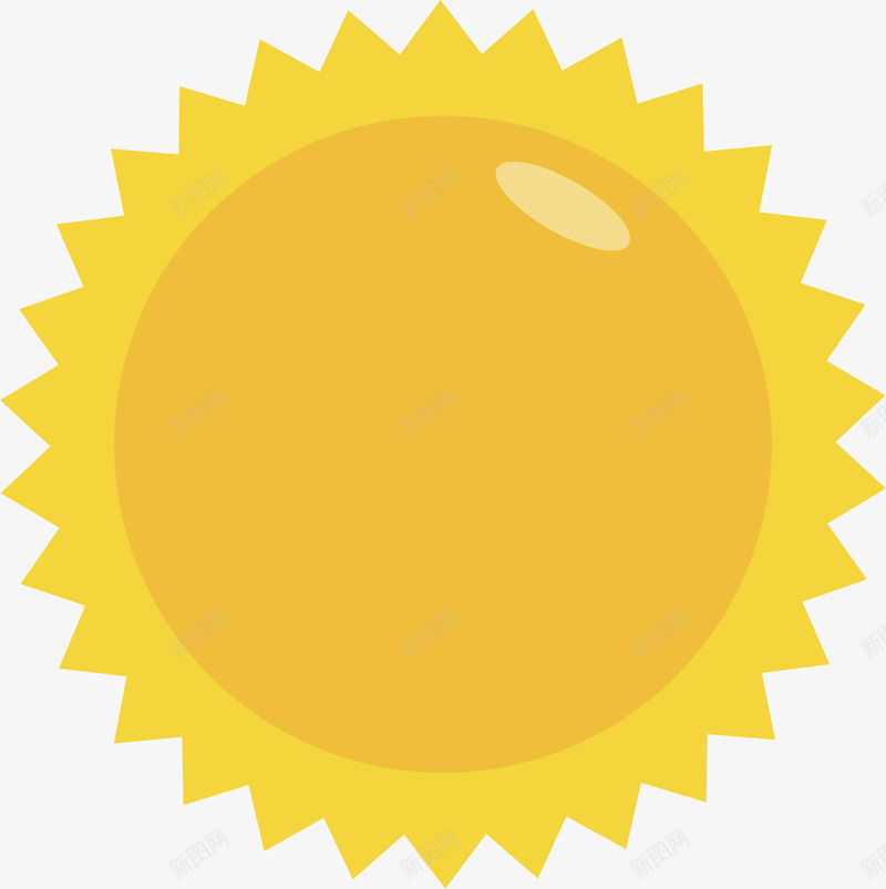 黄色的太阳矢量图ai免抠素材_新图网 https://ixintu.com 卡通 圆圈 太阳 斑点 白色背景 锯齿 矢量图