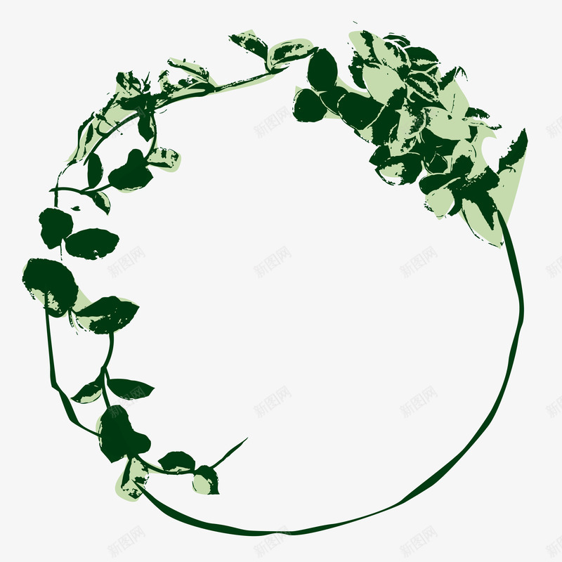 复古森系手绘png免抠素材_新图网 https://ixintu.com 可爱 圆圈 植物 绿色