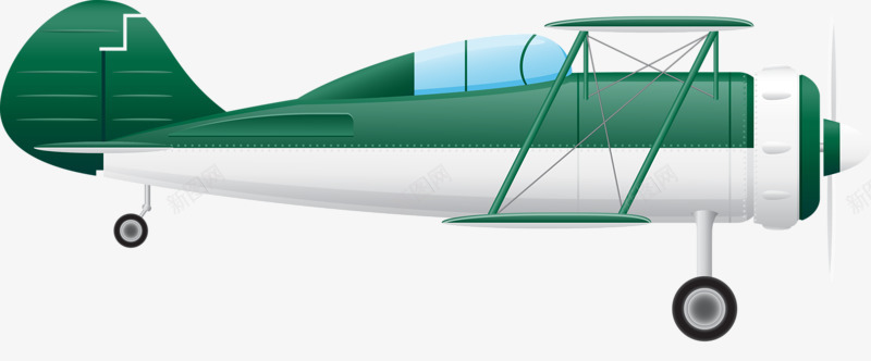 绿色飞机png免抠素材_新图网 https://ixintu.com 卡通 好看 彩色 手绘 模型 飞机