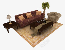 木质混搭组合沙发木质混搭组合沙发3d模型高清图片