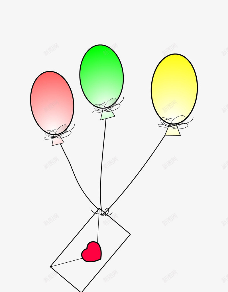 三个气球png免抠素材_新图网 https://ixintu.com 创意图案 天空 红蓝黄 色彩