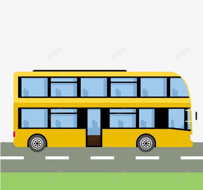 黄色巴士png免抠素材_新图网 https://ixintu.com 两层巴士 公共汽车 卡通巴士 汽车