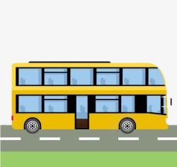 两层汽车黄色巴士高清图片