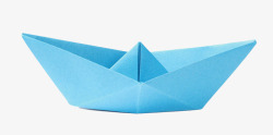 折纸小船蓝色纸船特写高清图片
