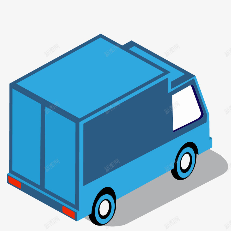 蓝色小货车手绘图png免抠素材_新图网 https://ixintu.com 卡通 小货车 手绘图 汽车 箱车 车轮 送货