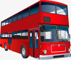 公共交通工具卡通红色大巴汽车造型高清图片