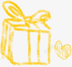 拆开的爱心礼盒手绘黄色礼盒爱心高清图片