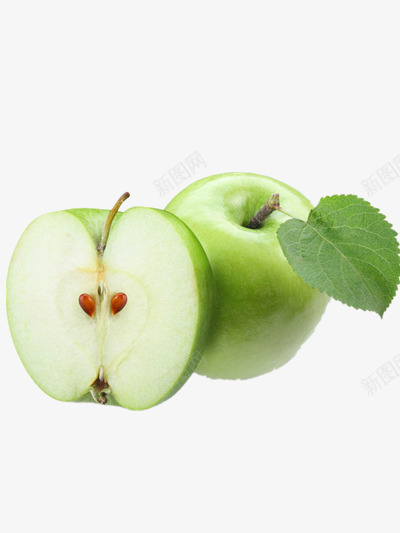 清新小苹果png免抠素材_新图网 https://ixintu.com 健康 树叶 水果 绿色