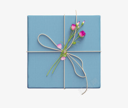 蓝色花朵方形礼盒素材