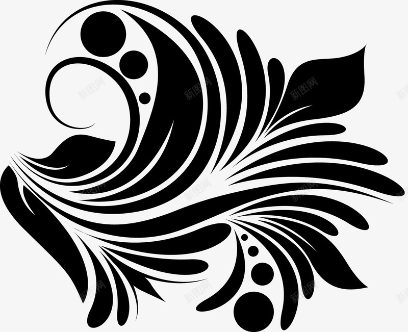 花纹png免抠素材_新图网 https://ixintu.com 圆圈底纹 树枝藤蔓 水墨 花朵花纹