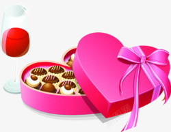 粉色卡通爱心礼盒巧克力素材