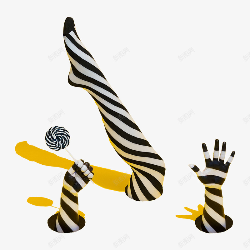 创意拍摄png免抠素材_新图网 https://ixintu.com 创意 平面 手 拍摄 条纹 棒棒糖 电商设计 脚 袜子 视觉 设计 黄色 黑白