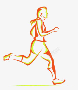 奔跑女性运动剪影高清图片