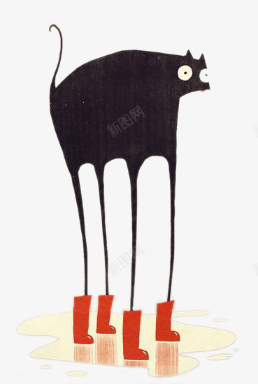 插画穿靴子的黑猫png免抠素材_新图网 https://ixintu.com 卡通手绘 穿靴子 黑猫 黑白插画