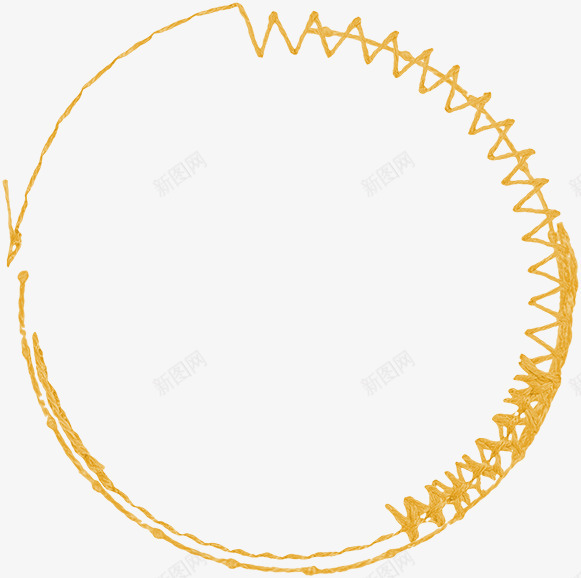 黄线装饰png免抠素材_新图网 https://ixintu.com 圆圈 涂鸦 线条 细线