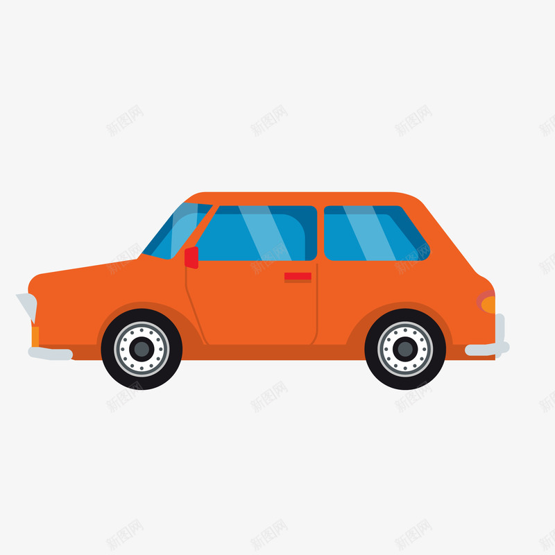 创意开在路上的车辆png免抠素材_新图网 https://ixintu.com 交通工具 侧面 橙色 汽车 行驶 驾驶