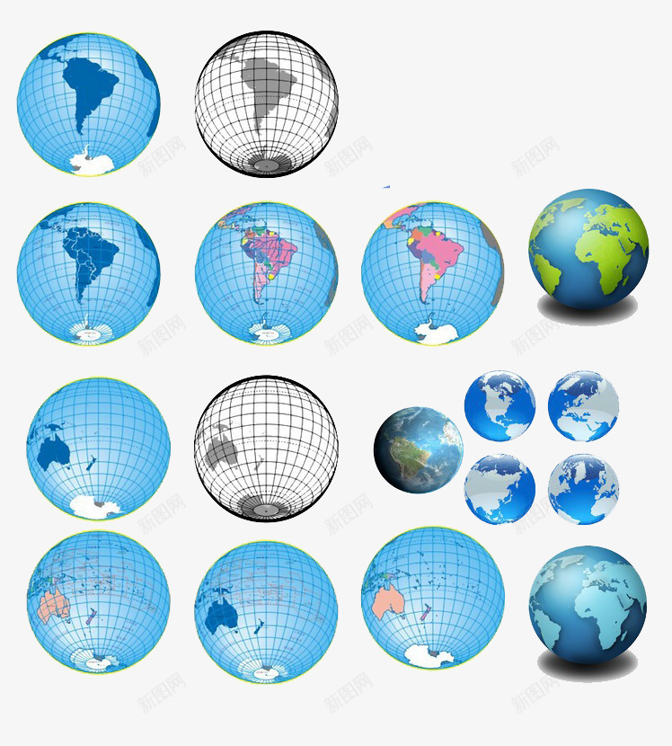 众多地球模型png免抠素材_新图网 https://ixintu.com 众多 地球 手绘 模型