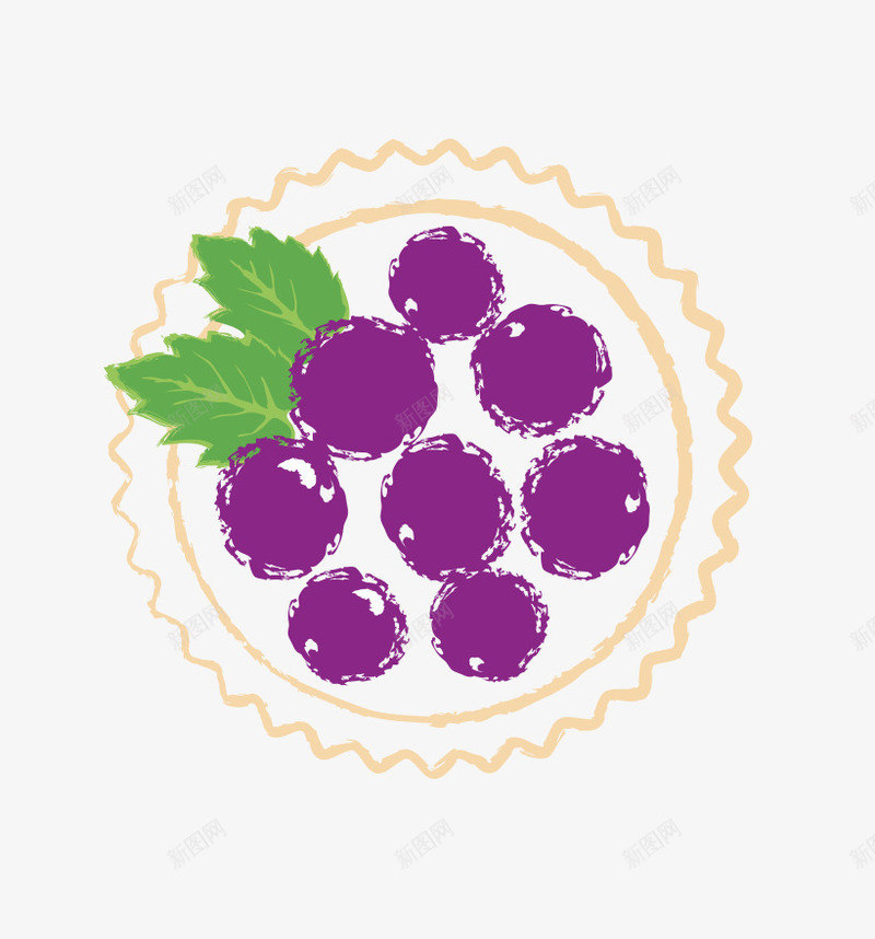 水果蛋糕png免抠素材_新图网 https://ixintu.com 圆圈 手绘蛋糕 紫色葡萄 绿叶 花式蛋糕 葡萄蛋糕