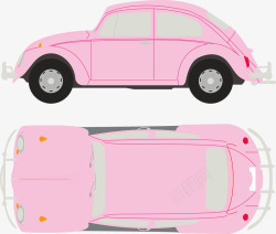 可爱粉红色甲壳虫小汽车素材