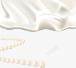 白丝绸圆润珍珠洁白丝绸高清图片