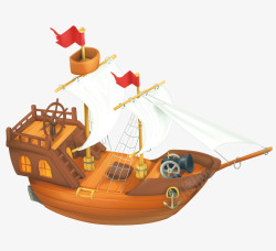 手绘帆船模型工具素材