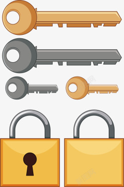 钥匙模型卡通锁头钥匙模型矢量图高清图片