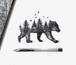 野熊手绘野熊高清图片