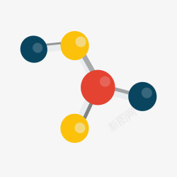 基因球黄红黑色基因球模型矢量图高清图片