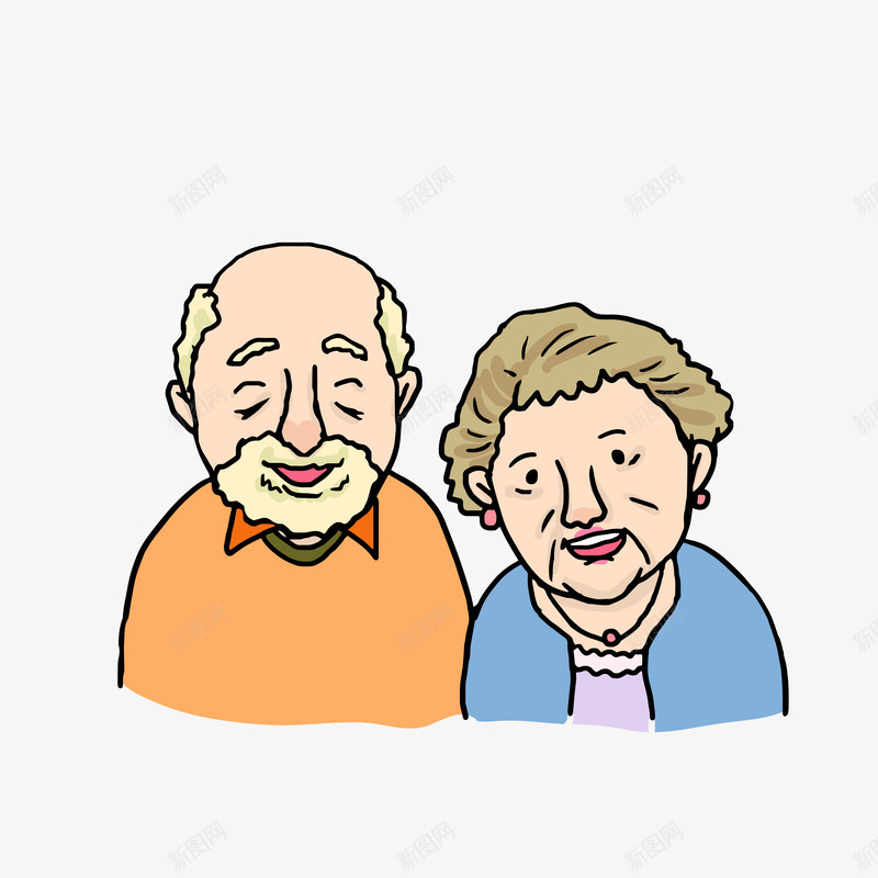 老夫妻png免抠素材_新图网 https://ixintu.com 健康老人 夫妇 开心 笑眯眯