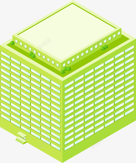 绿色大楼图标png_新图网 https://ixintu.com 卡通 图标 大厦 房子 模型