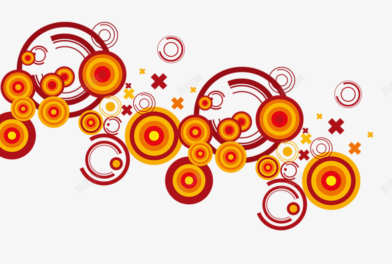 彩色圆圈图案png免抠素材_新图网 https://ixintu.com 加号 圆圈 弧形 橙色系
