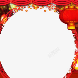 中国风红色喜庆灯笼花边背景素材