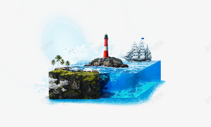立体海洋模型图案png免抠素材_新图网 https://ixintu.com 创意风景 图案 海洋模型 立体图案