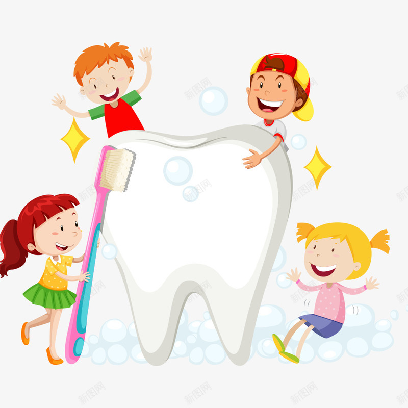 刷牙齿的小孩png免抠素材_新图网 https://ixintu.com 卡通人物 小孩 牙齿 牙齿健康 矢量人物